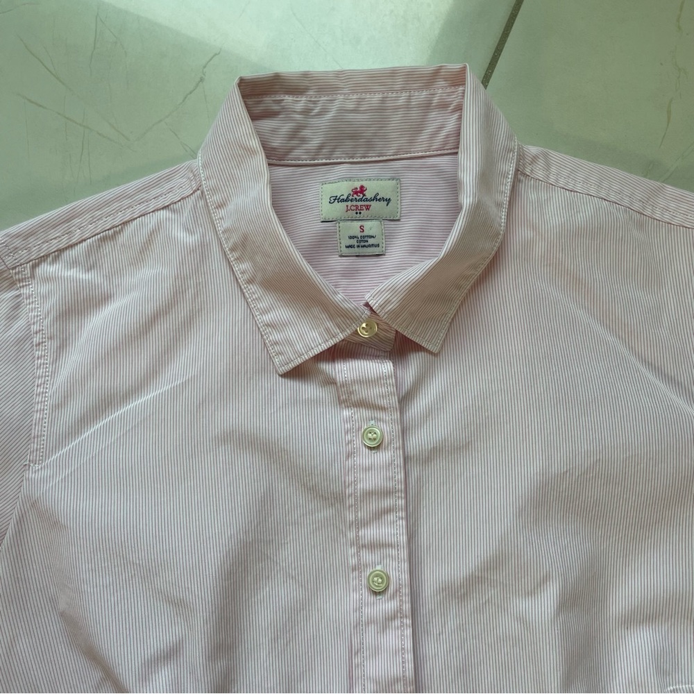 J. Crew Pink Pinstripe Button-Down Shirt